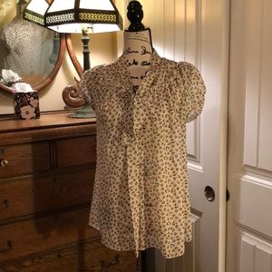Blouse Beige and Brown with “Heart” Cheetah Print